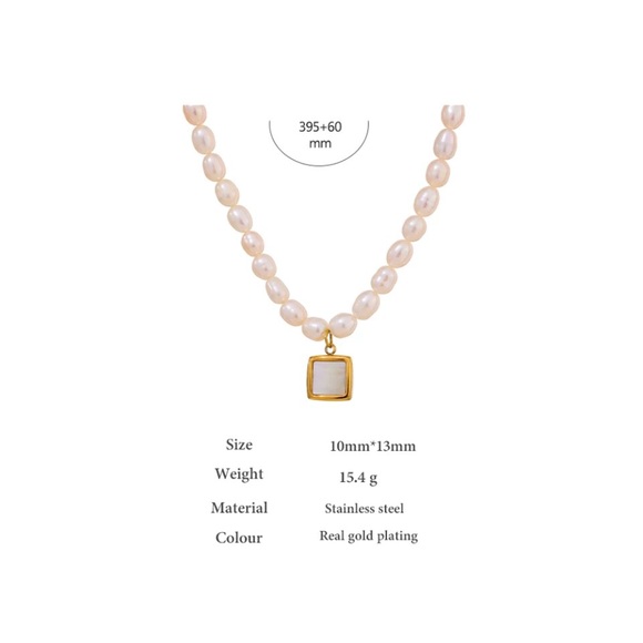 18K gold plated genuine rice pearl necklace - Picture 5 of 8